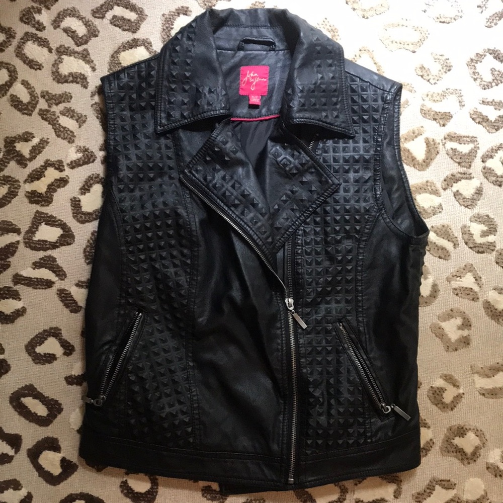 Awesome Black Vegan Leather Moto Vest